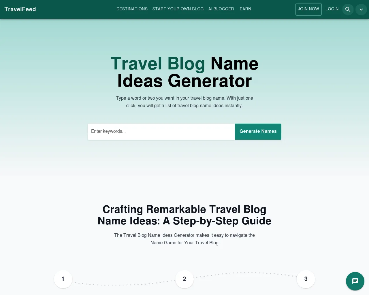 Travel Blog Name Ideas Generator